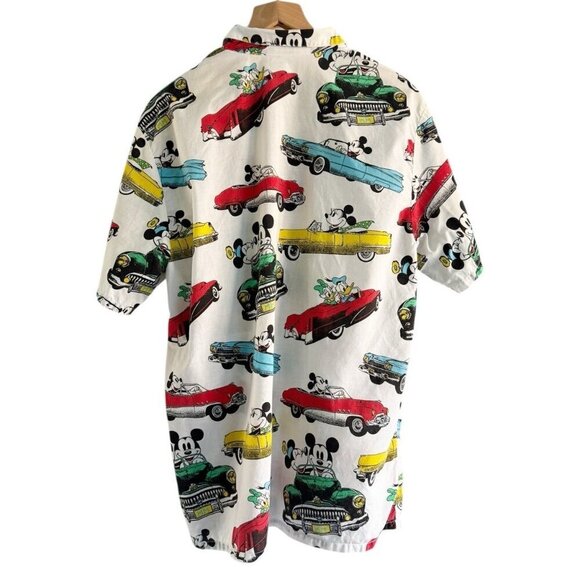 VTG 80s Men's Sz M Disney Mickey & Minnie Mouse Driving in Cars Button Up Shirt - Picture 3 of 9